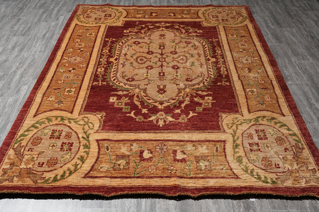 6.6 x 8.0 New Handmade Squarish Ghazni Wool French Pattern Fine Wool Rug #F-4028