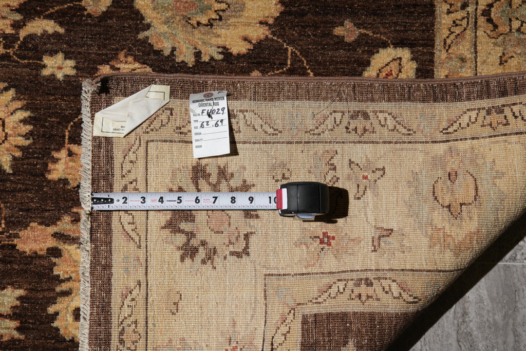 6.2 x 6.9 Square New Handmade Ziglar Rug Chocolate Brown #F-4029