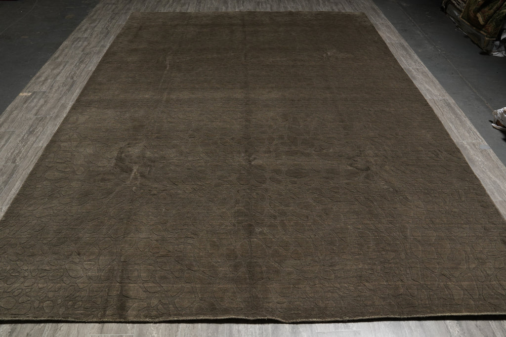 9.5 x 13.5 Contemporary Gray Rug Modern Carpet Wool Handmade #F-5888