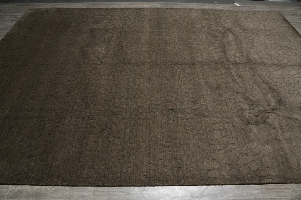 9.5 x 13.5 Contemporary Gray Rug Modern Carpet Wool Handmade #F-5888