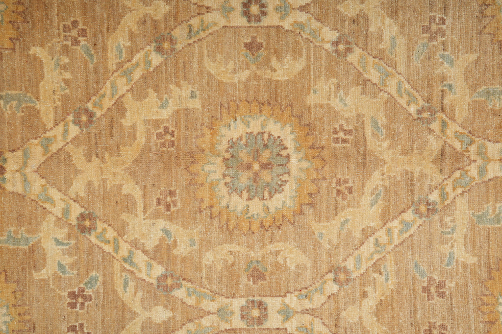 10 x 13.4 Neutral Brown Gold Warm colors quality Natural Wool Handmade Chobi Peshawar Ziegler rug #PIX-20336