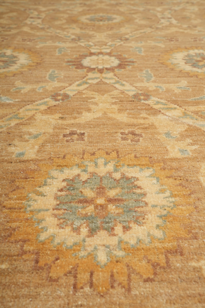10 x 13.4 Neutral Brown Gold Warm colors quality Natural Wool Handmade Chobi Peshawar Ziegler rug #PIX-20336