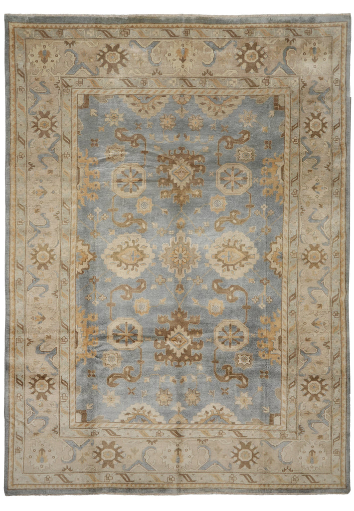 10 x 14 Light Blue Handmade Oushak Wool Rug #F-3219