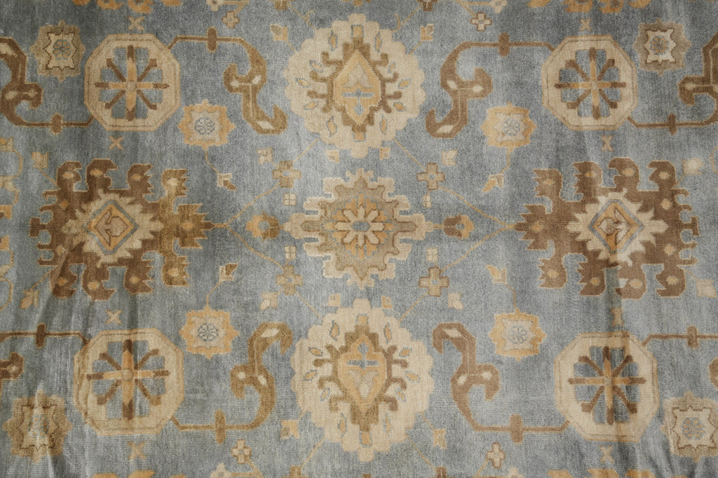 10 x 14 Light Blue Handmade Oushak Wool Rug #F-3219