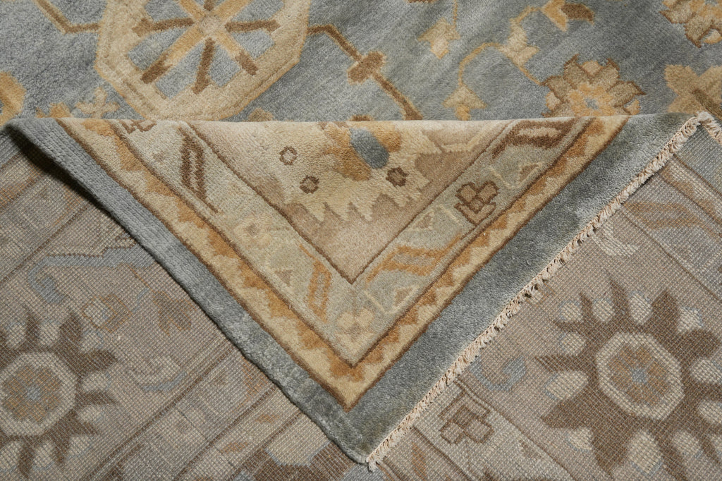 10 x 14 Light Blue Handmade Oushak Wool Rug #F-3219