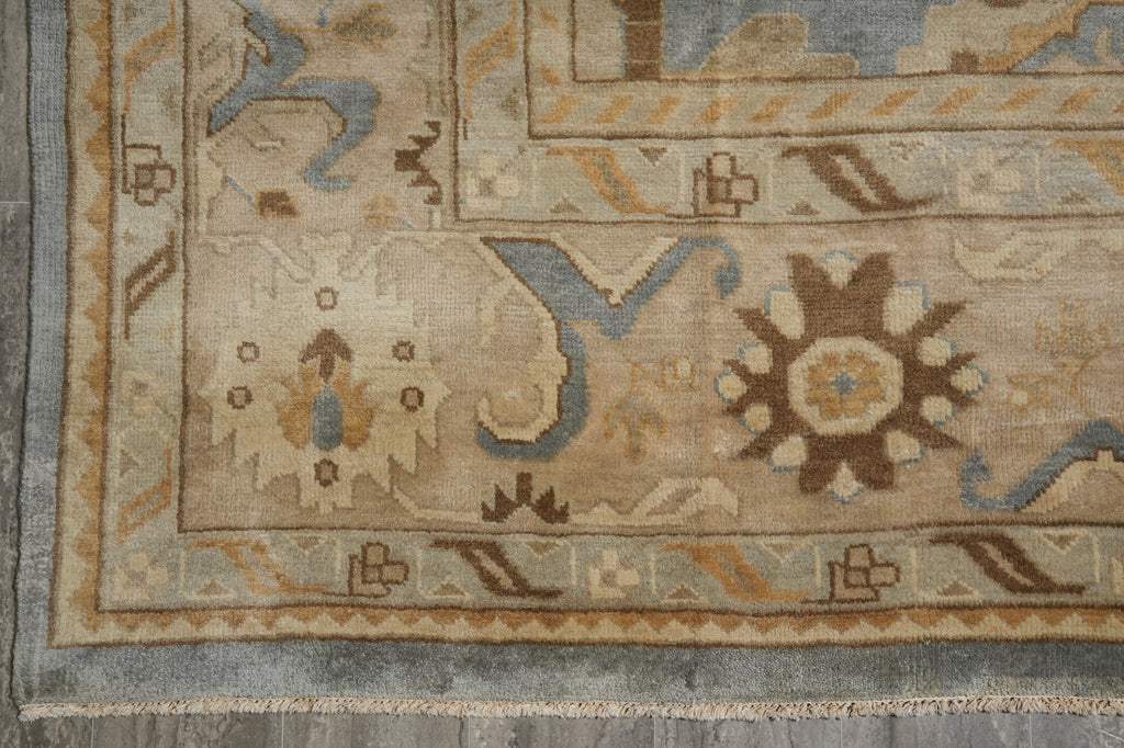 10 x 14 Light Blue Handmade Oushak Wool Rug #F-3219