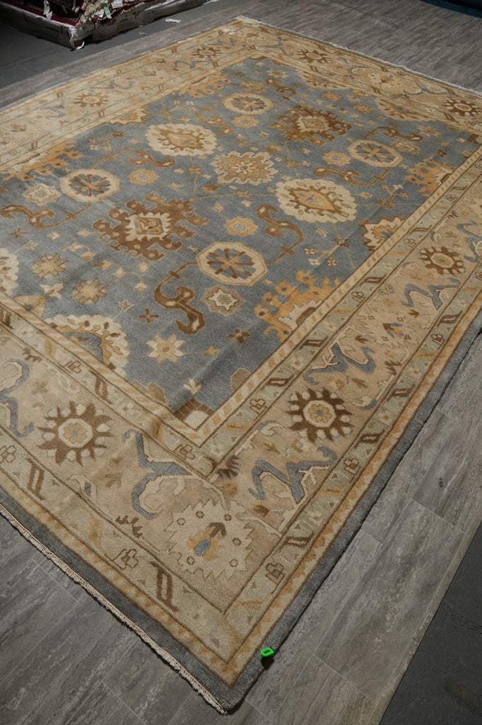 10 x 14 Light Blue Handmade Oushak Wool Rug #F-3219