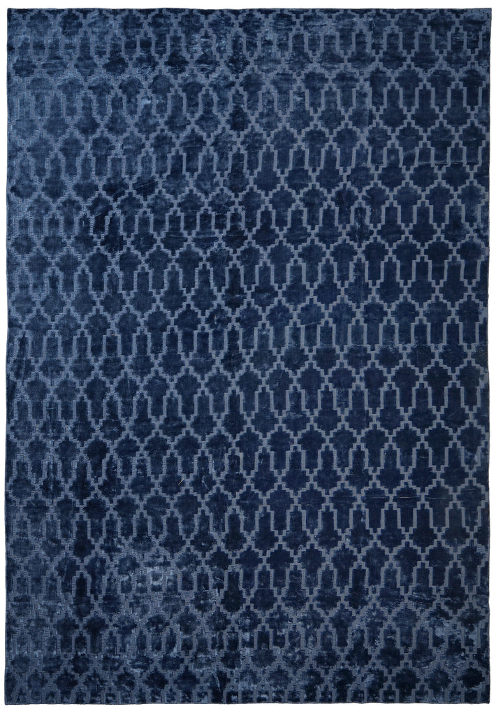 10 x 14.4 Solid Royal Blue Contemporary Handmade Rug #F-3220
