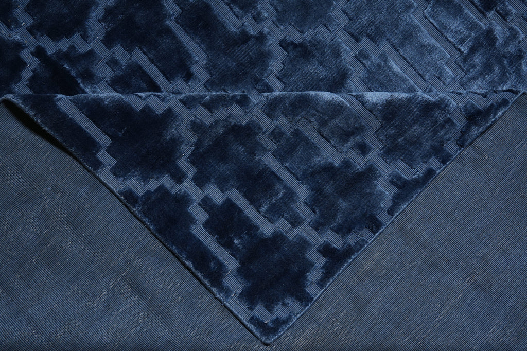 10 x 14.4 Solid Royal Blue Contemporary Handmade Rug #F-3220