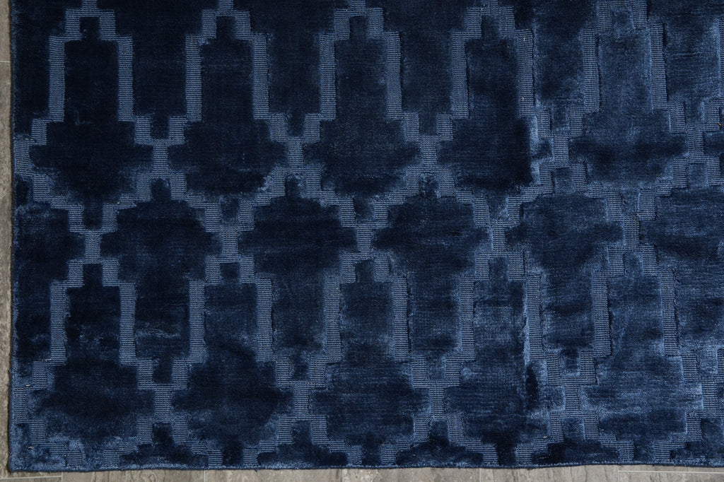 10 x 14.4 Solid Royal Blue Contemporary Handmade Rug #F-3220