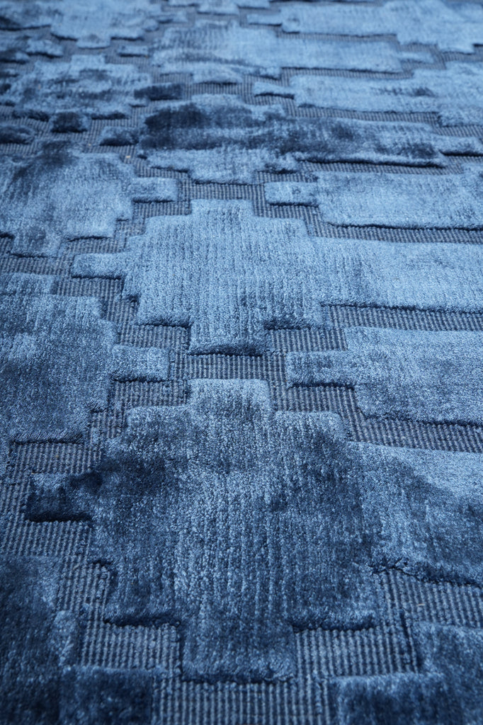 10 x 14.4 Solid Royal Blue Contemporary Handmade Rug #F-3220