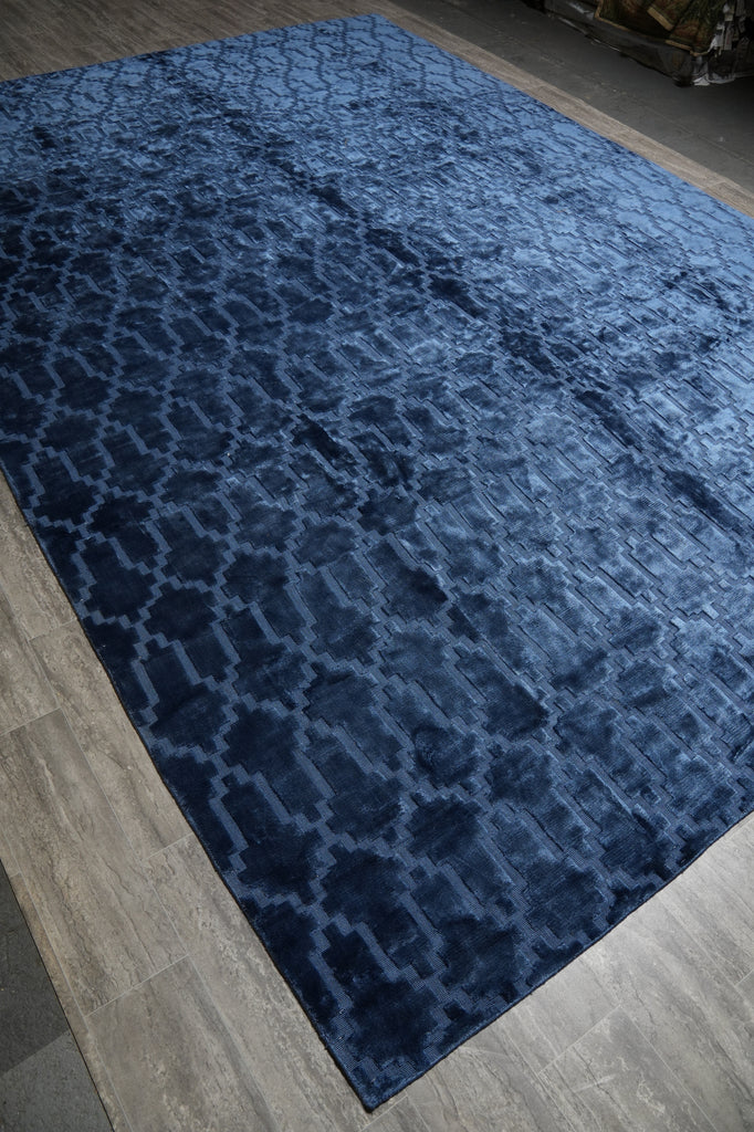 10 x 14.4 Solid Royal Blue Contemporary Handmade Rug #F-3220