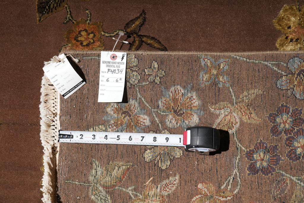 6.0 x 6.2 Square Fine Handmade Wool and Silk Transitional Rug  #F-4034