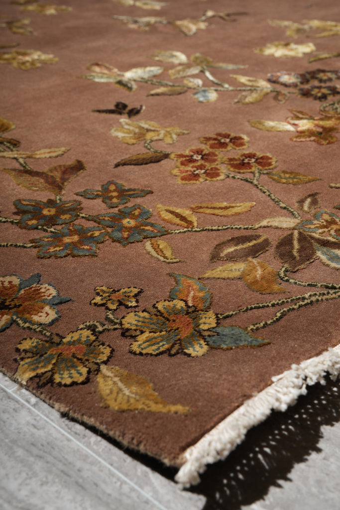 6.0 x 6.2 Square Fine Handmade Wool and Silk Transitional Rug  #F-4034