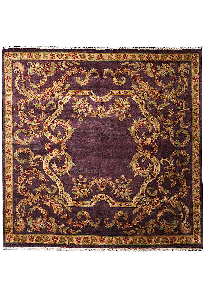 8.0 x 8.0 New Handmade Rug Lustrous Wool French Eggplant Purple #F-4035