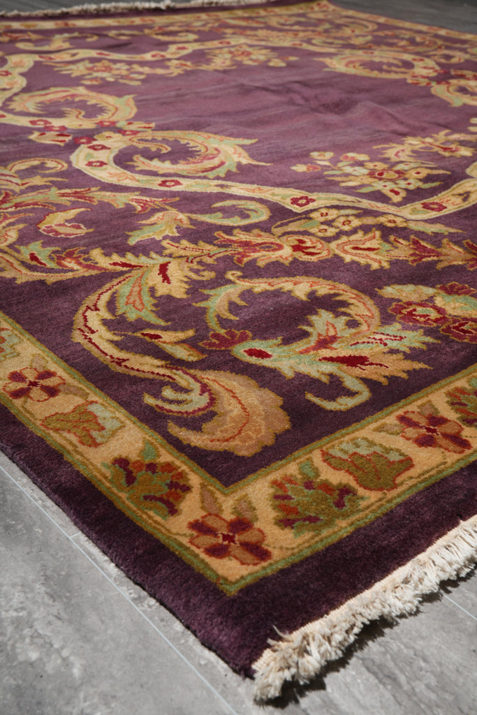 8.0 x 8.0 New Handmade Rug Lustrous Wool French Eggplant Purple #F-4035