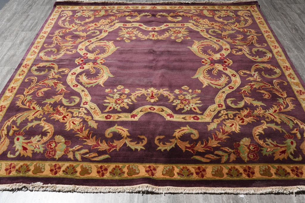 8.0 x 8.0 New Handmade Rug Lustrous Wool French Eggplant Purple #F-4035