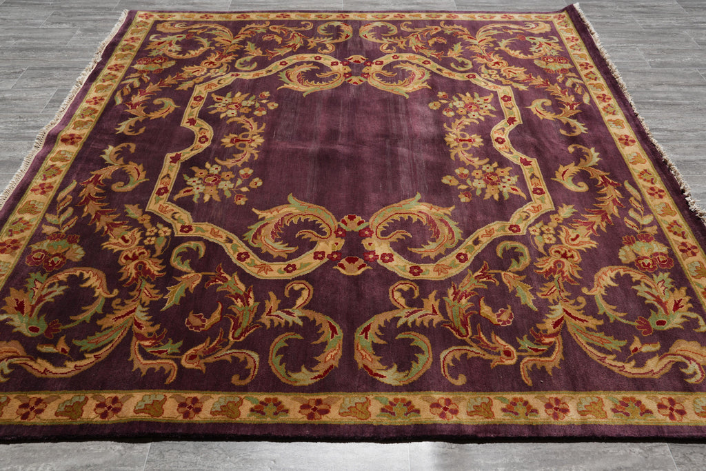 8.0 x 8.0 New Handmade Rug Lustrous Wool French Eggplant Purple #F-4035