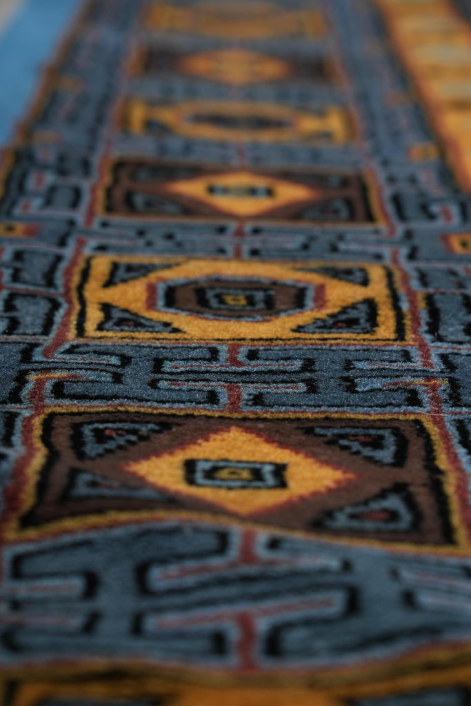 7.5 x 8.0 Square Handmade Jaldar Bokhara Wool Rug Electric Blue #F-4036