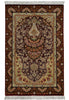 Load image into Gallery viewer, 3.4 x 5 Silk Rug Vase Flowers Fancy details #51486