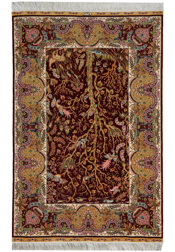 3.4 x 5 Tree Of Life Silk Rug #54606