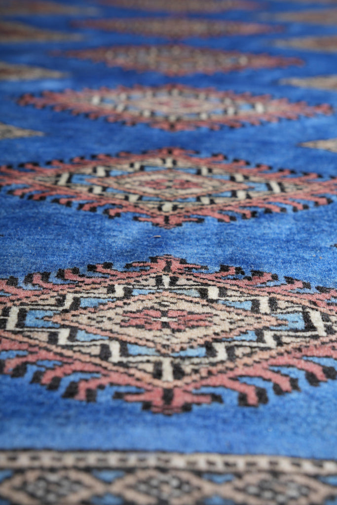 7.6 x 8.3 Square Jaldar Bokhara Handmade Rug Electric Blue #F-4037