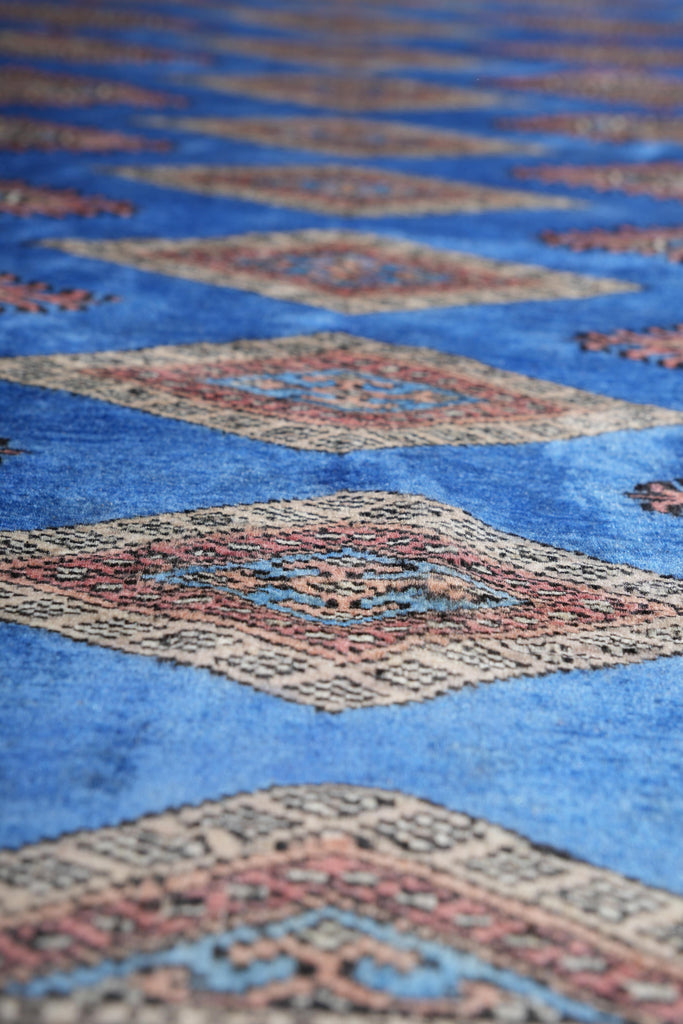 7.6 x 8.3 Square Jaldar Bokhara Handmade Rug Electric Blue #F-4037