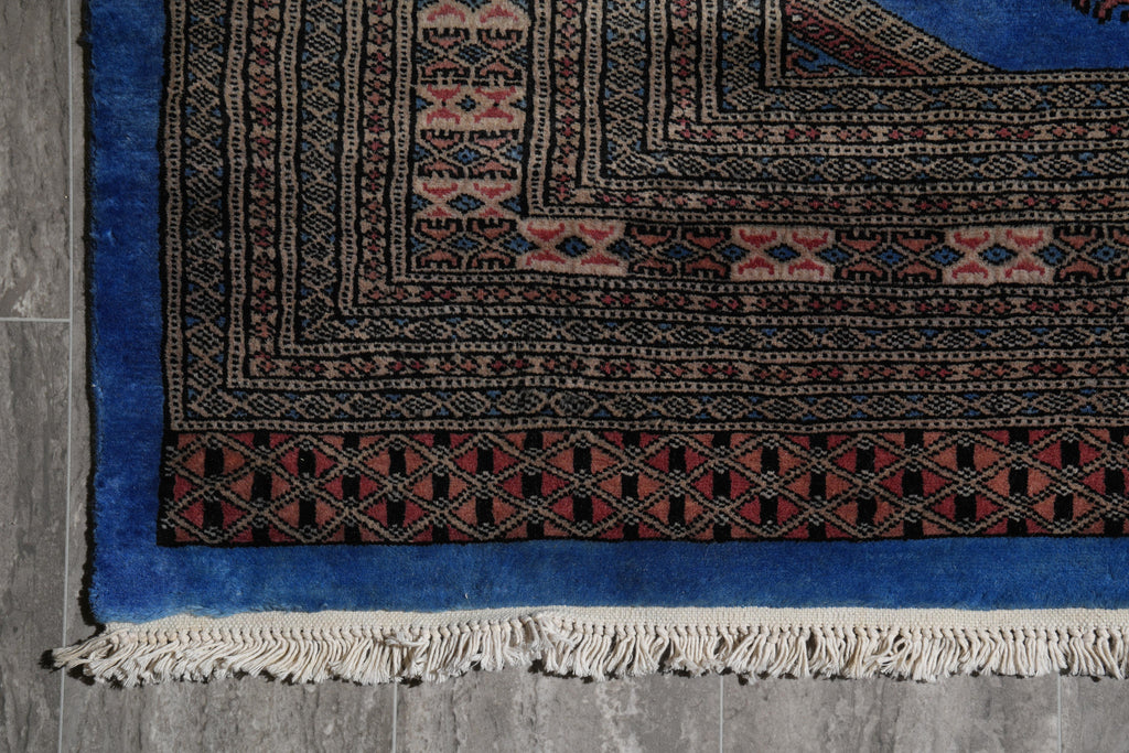 7.6 x 8.3 Square Jaldar Bokhara Handmade Rug Electric Blue #F-4037
