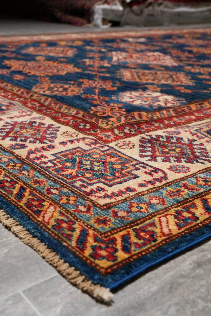 6.8 x 9.7 New Super Kazak Rug Silky Wool Blue #PIX-26710