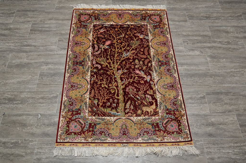 3.4 x 5 Tree Of Life Silk Rug #54606