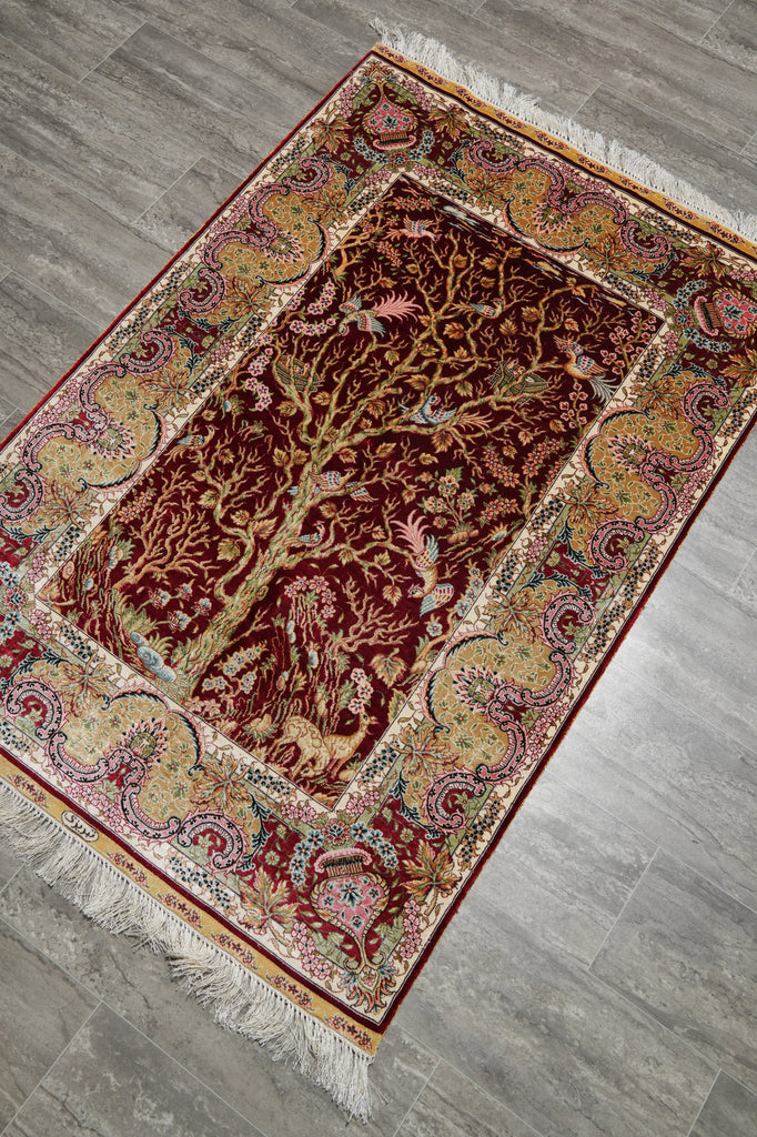 3.4 x 5 Tree Of Life Silk Rug #54606