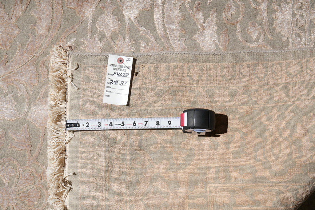 8.0 x 8.2 Fine Weave Handmade Wool and Silk Square Transitional Modern Rug #F-4038