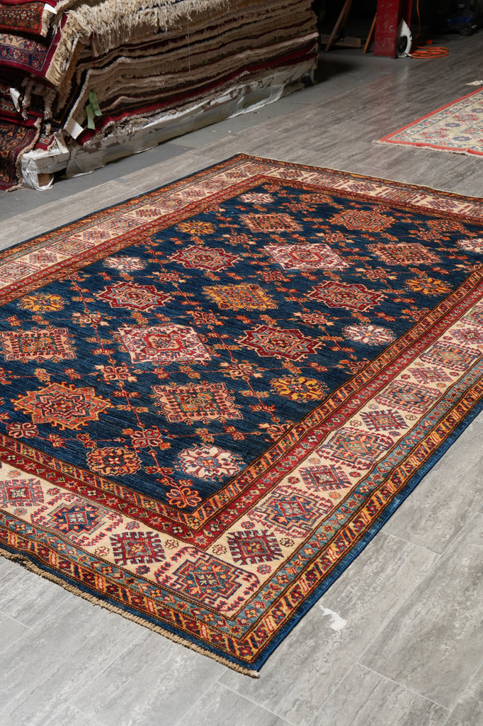 6.8 x 9.7 New Super Kazak Rug Silky Wool Blue #PIX-26710