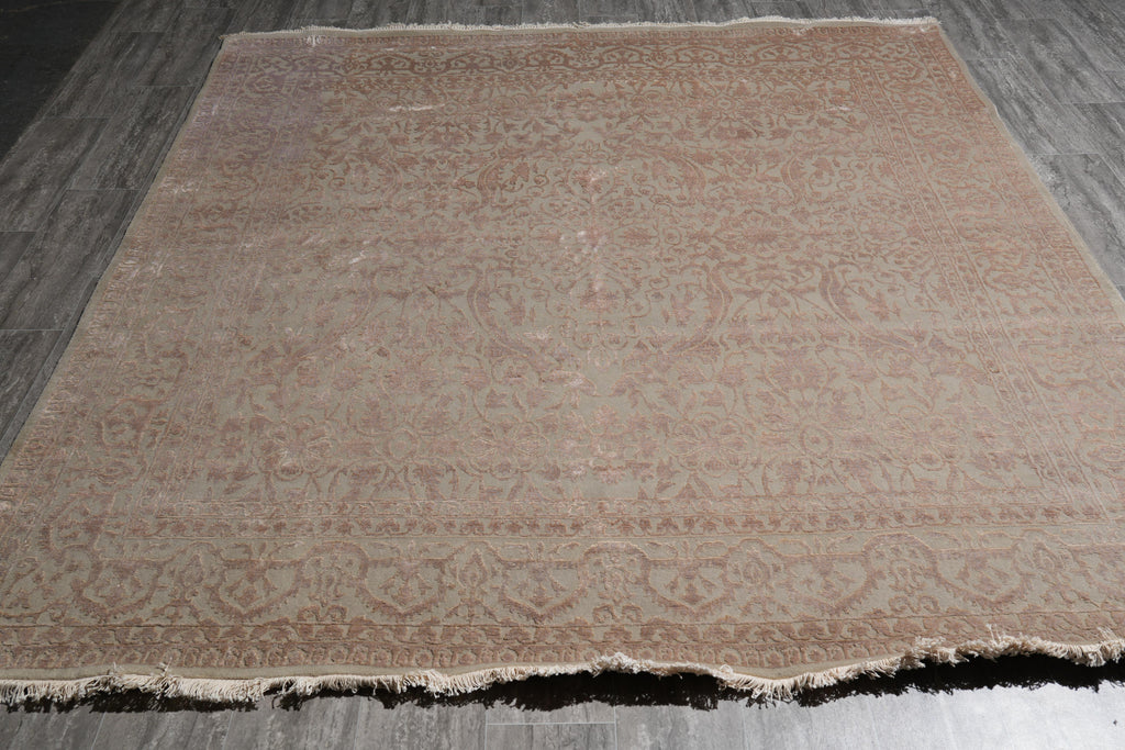 8.0 x 8.2 Fine Weave Handmade Wool and Silk Square Transitional Modern Rug #F-4038