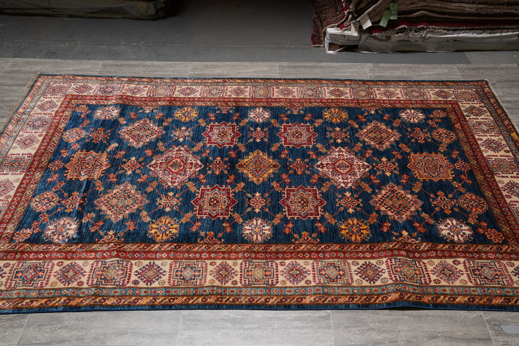 6.8 x 9.7 New Super Kazak Rug Silky Wool Blue #PIX-26710
