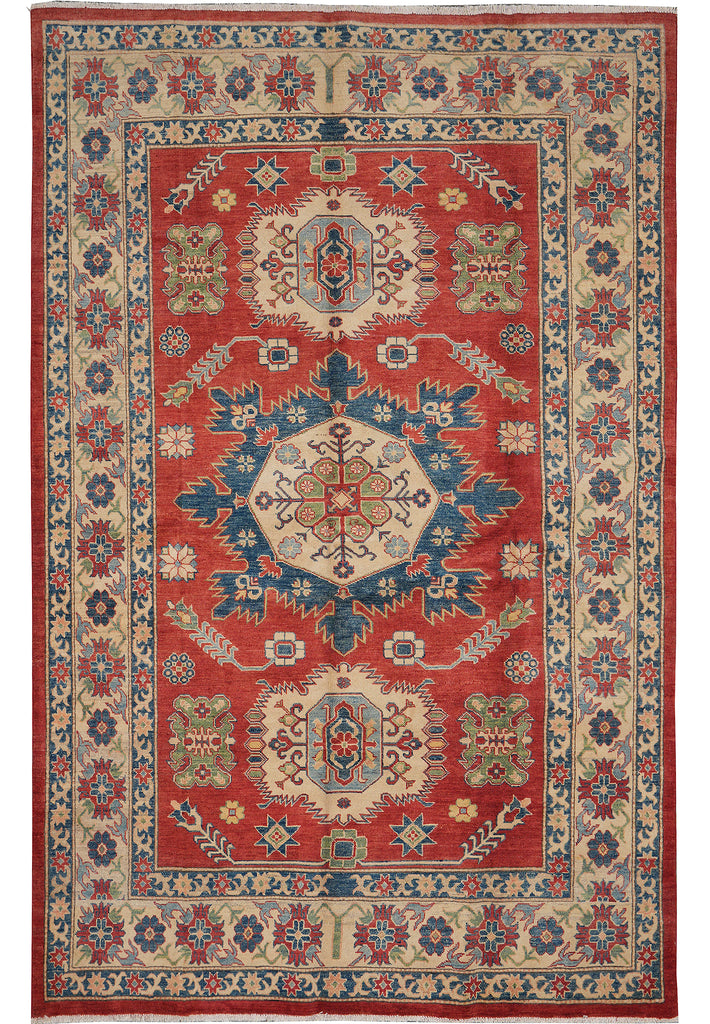6.7 x 9.7 New Kazak Rug Handmade Afghanistan #PIX-28039