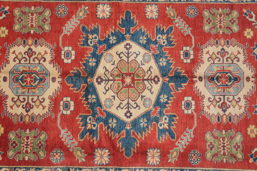 6.7 x 9.7 New Kazak Rug Handmade Afghanistan #PIX-28039