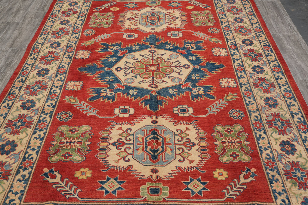 6.7 x 9.7 New Kazak Rug Handmade Afghanistan #PIX-28039