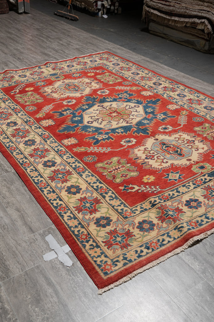 6.7 x 9.7 New Kazak Rug Handmade Afghanistan #PIX-28039