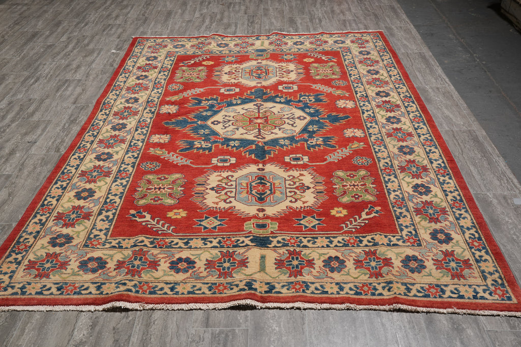 6.7 x 9.7 New Kazak Rug Handmade Afghanistan #PIX-28039