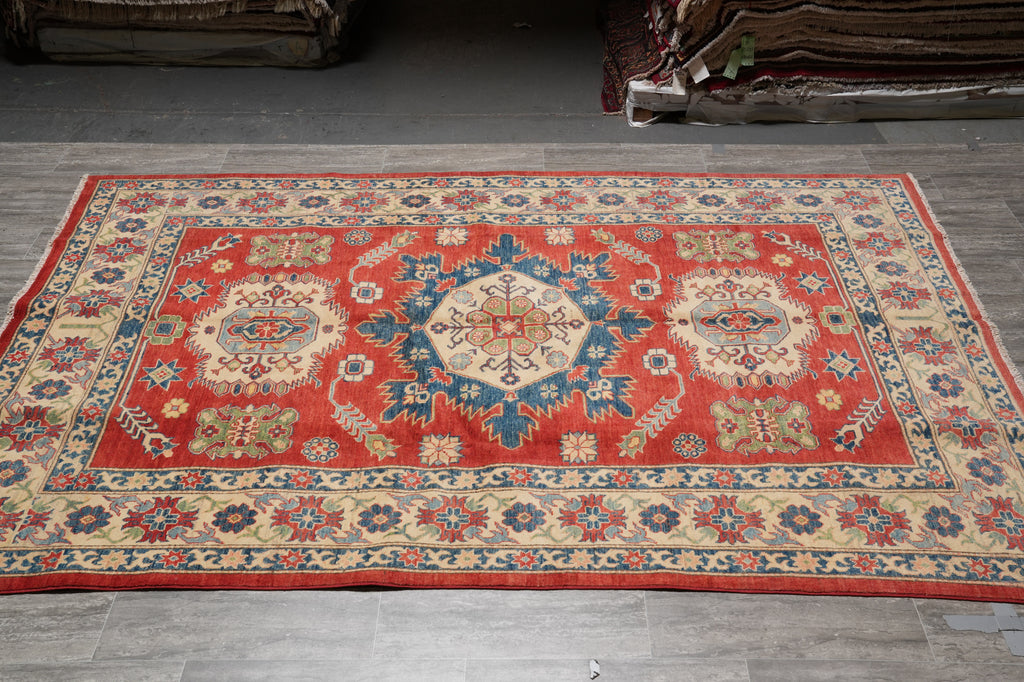 6.7 x 9.7 New Kazak Rug Handmade Afghanistan #PIX-28039