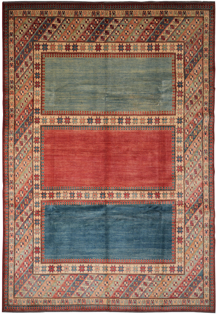 8.10 x 12.9 Hand-Knotted Afghanistan Gaabeh Rug Modern Transition #PIX-9904