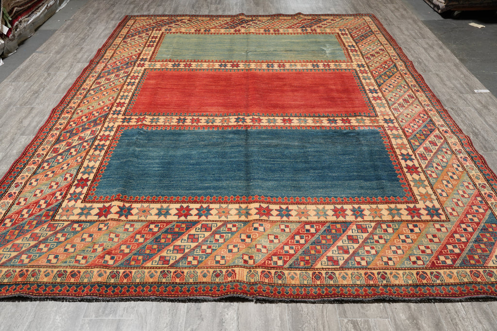 8.10 x 12.9 Hand-Knotted Afghanistan Gaabeh Rug Modern Transition #PIX-9904