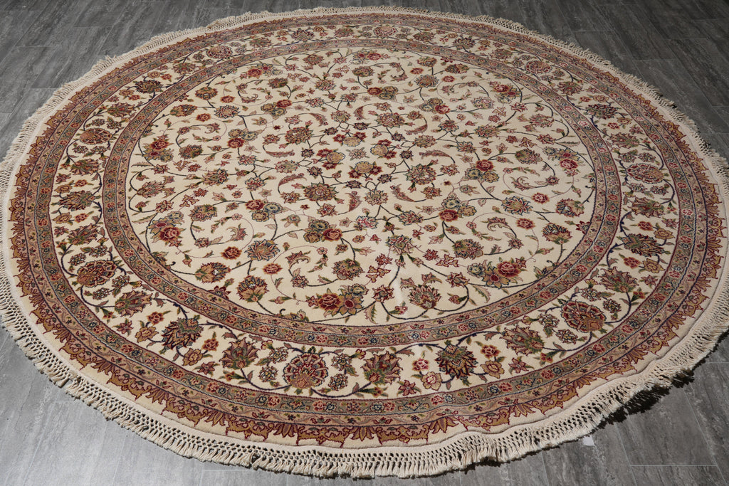 8.3 x 8.3 Handmade Fine Wool and Silk Round New Rug #F-4040