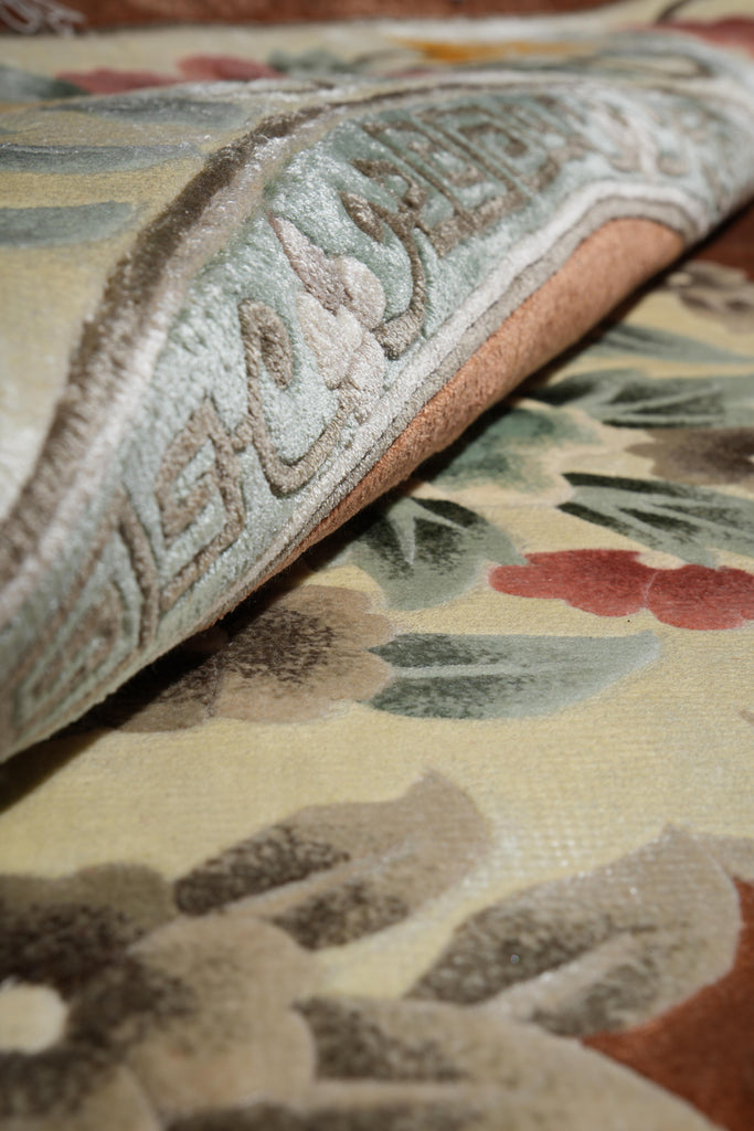 7 x 7 Round Bamboo Silk Handmade Rug French Round Aubusson Rug #F-4041