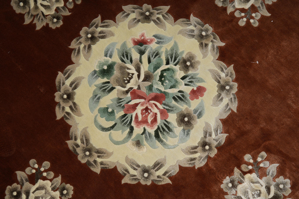 7 x 7 Round Bamboo Silk Handmade Rug French Round Aubusson Rug #F-4041