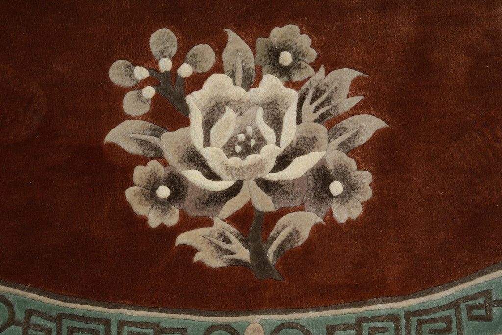 7 x 7 Round Bamboo Silk Handmade Rug French Round Aubusson Rug #F-4041