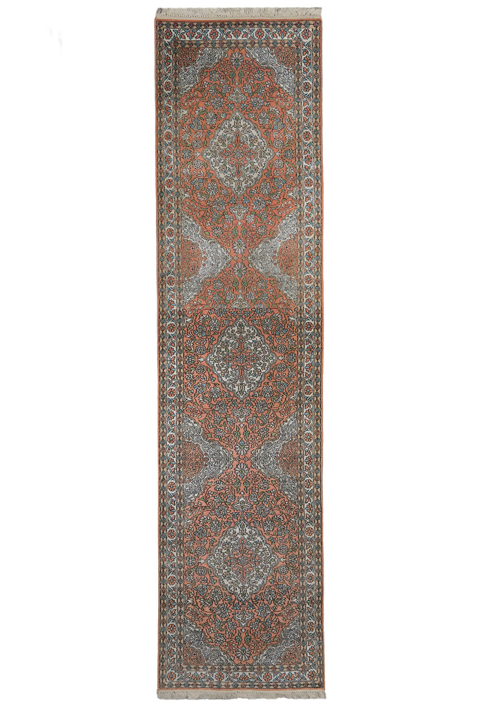 2.6 x 10 Salmon Red Kashmir Silk Runner 23512