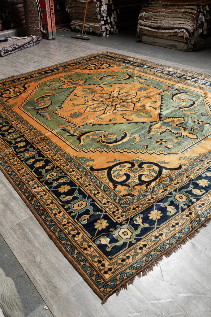 10.6 x 12.8  Hand-Knotted Afghan Chechen Carpet #PIX-15089