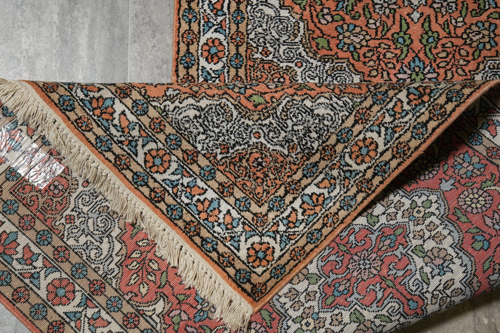 2.6 x 10 Salmon Red Kashmir Silk Runner 23512